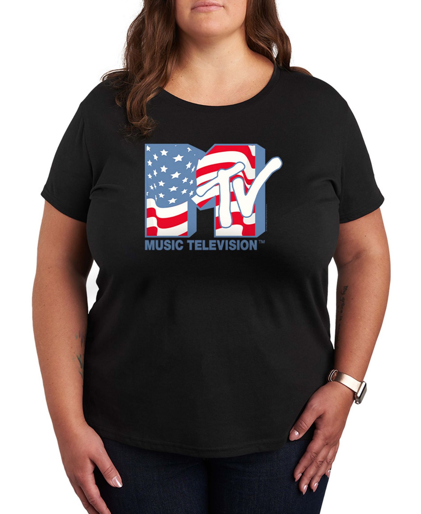 Hybrid Apparel Plus Size футболка с графическим логотипом MTV American Flag