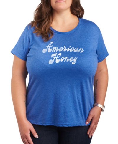 Hybrid Apparel Plus Size Instant Message American Honey Graphic Crewneck T-Shirt