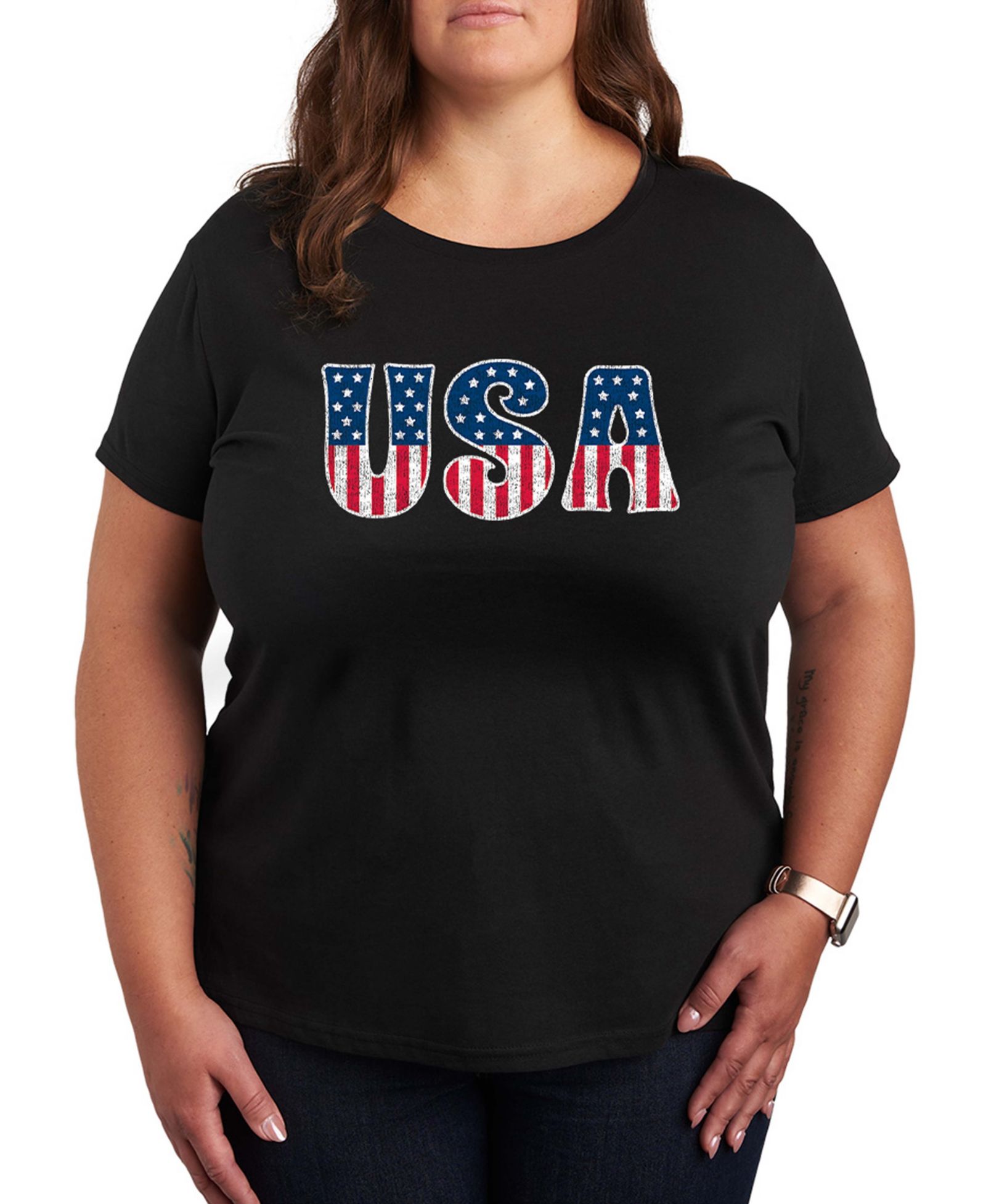 Мужская футболка Hybrid Apparel Plus Size Instant Message USA Flag Fill Graphic Crewneck