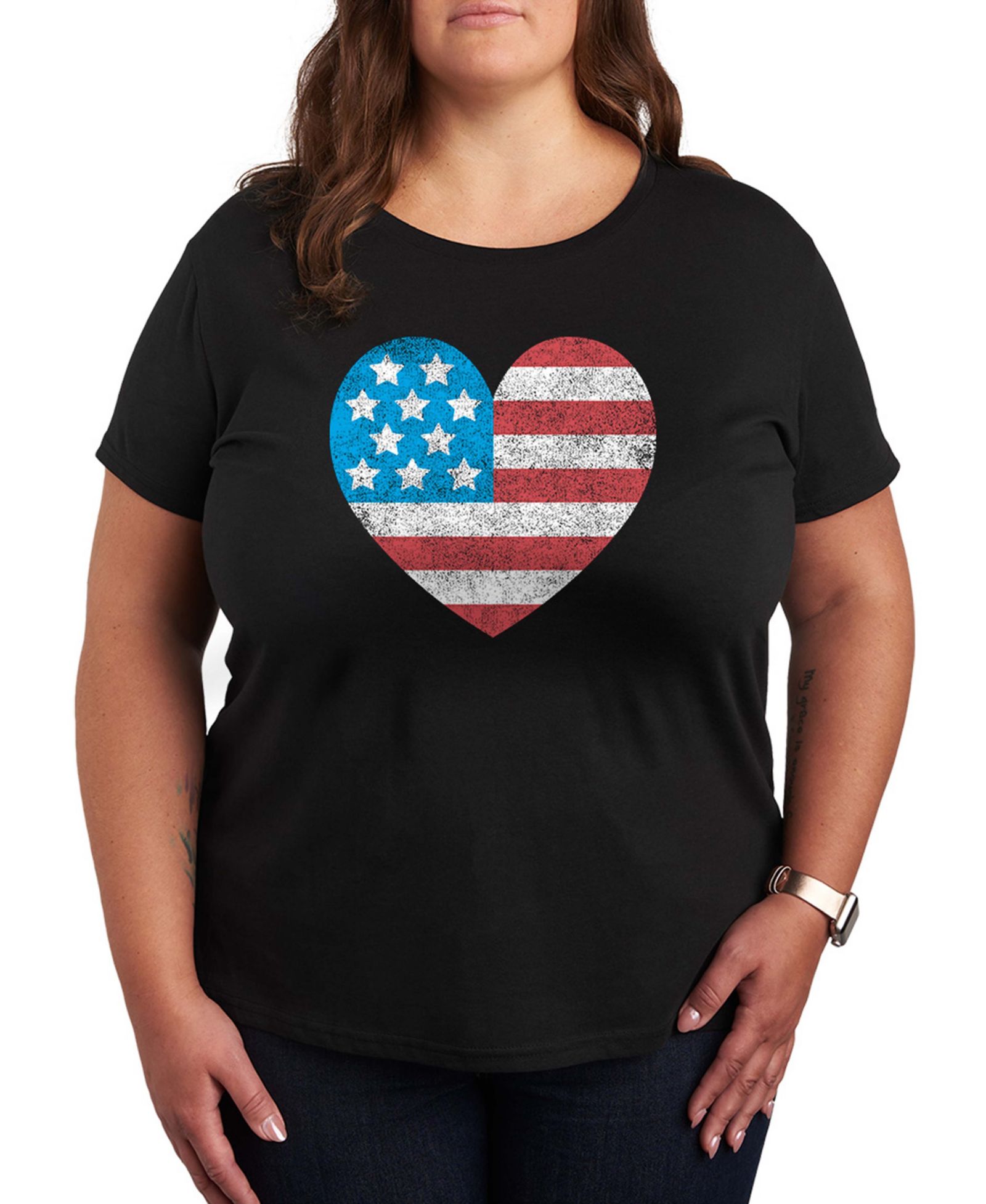 Футболка Hybrid Apparel Plus Size Instant Message USA Flag Heart Graphic Crewneck