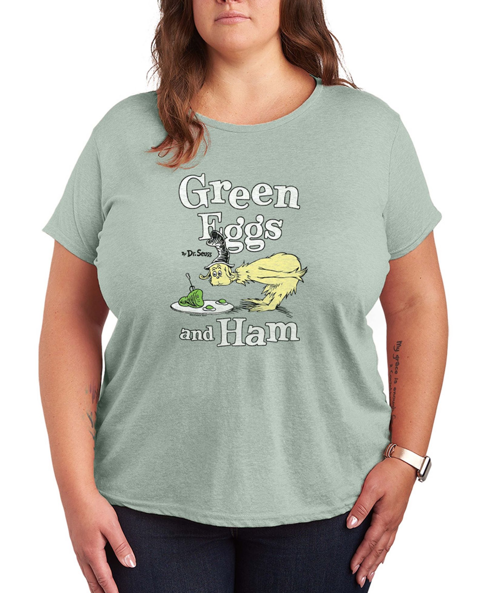 Hybrid Apparel Plus Size Dr. Seuss Green Eggs And Ham Graphic Crewneck T-Shirt