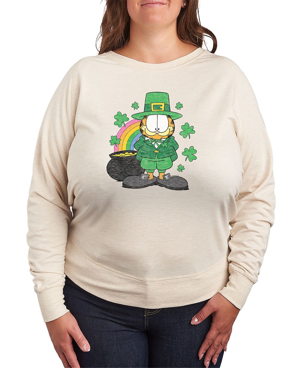 Hybrid Apparel свитшот Plus Size Garfield St. Patrick's Day Rainbow Shamrocks с графическим принтом