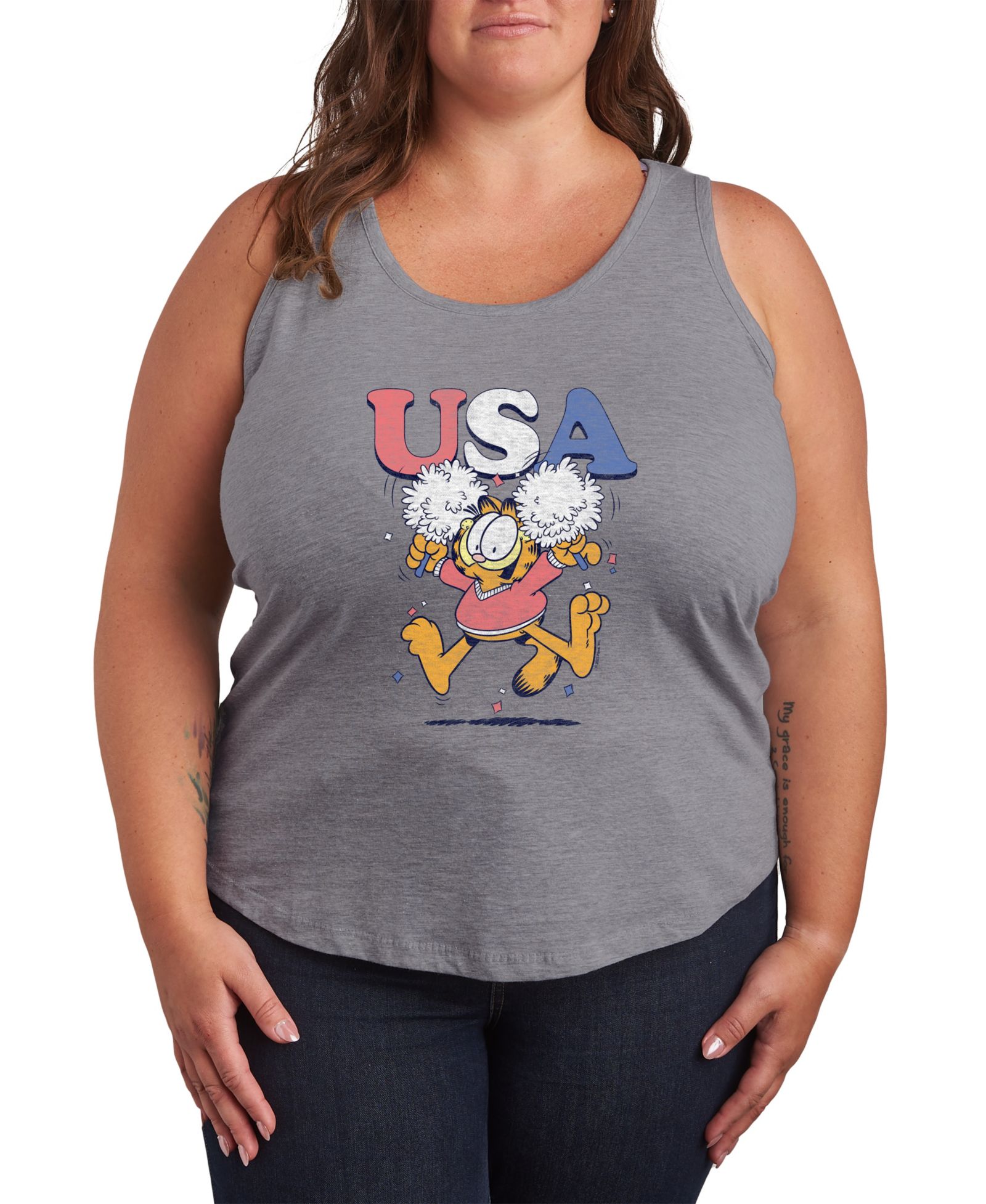 Hybrid Apparel Plus Size майка Garfield USA Cheer Graphic