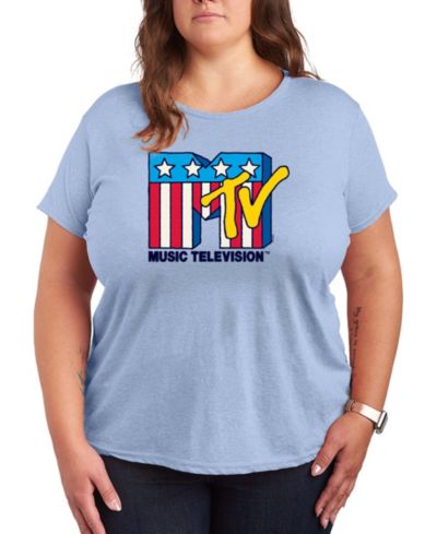 Футболка Hybrid Apparel Plus Size MTV USA Flag Logo Graphic Crewneck