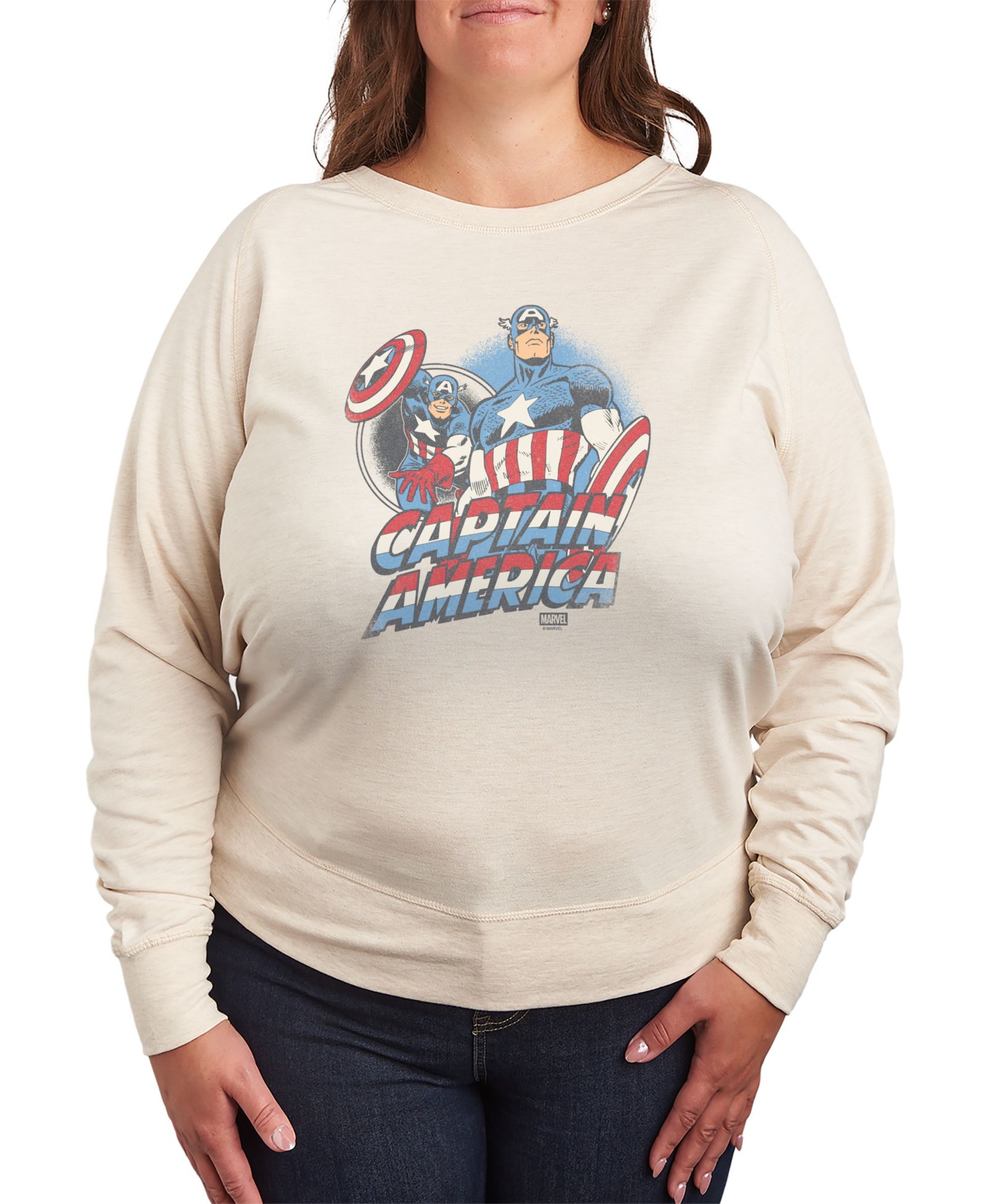 Длиннорукавный свитшот Hybrid Apparel Plus Size Marvel Captain America