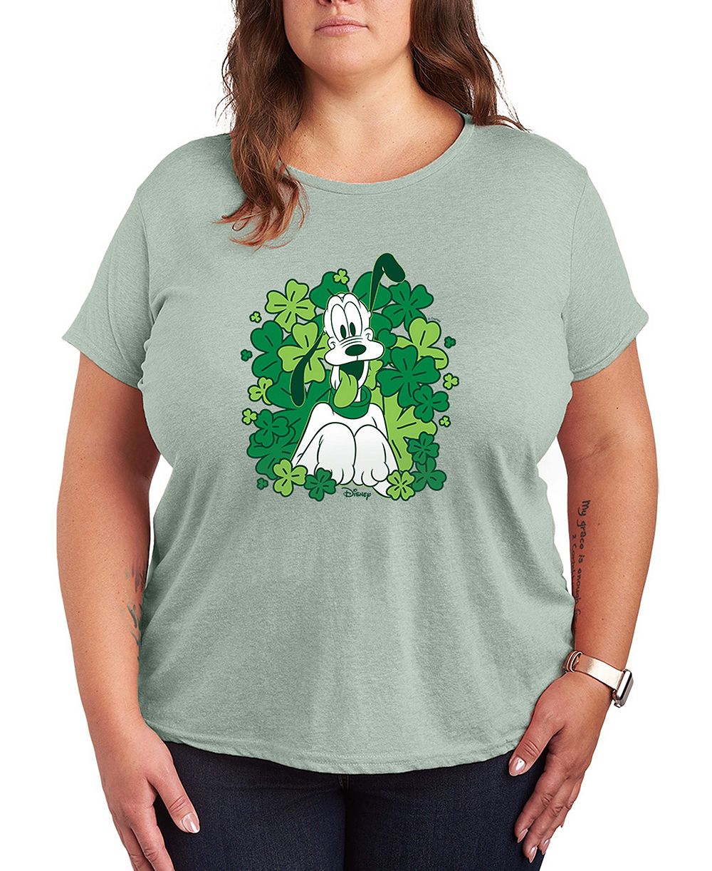 Женская футболка Hybrid Apparel Plus Size Disney St. Patrick's Day Pluto Shamrocks Short-Sleeve Graphic T-Shirt