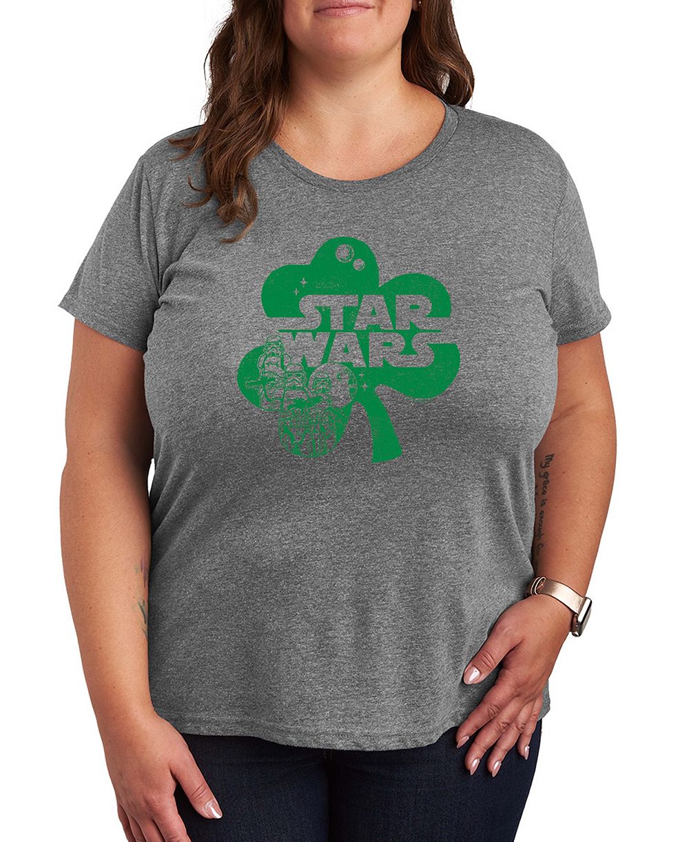 Мужская футболка Plus Size Hybrid Apparel Star Wars St. Patrick's Day Clover с графическим принтатом и коротким рукавом
