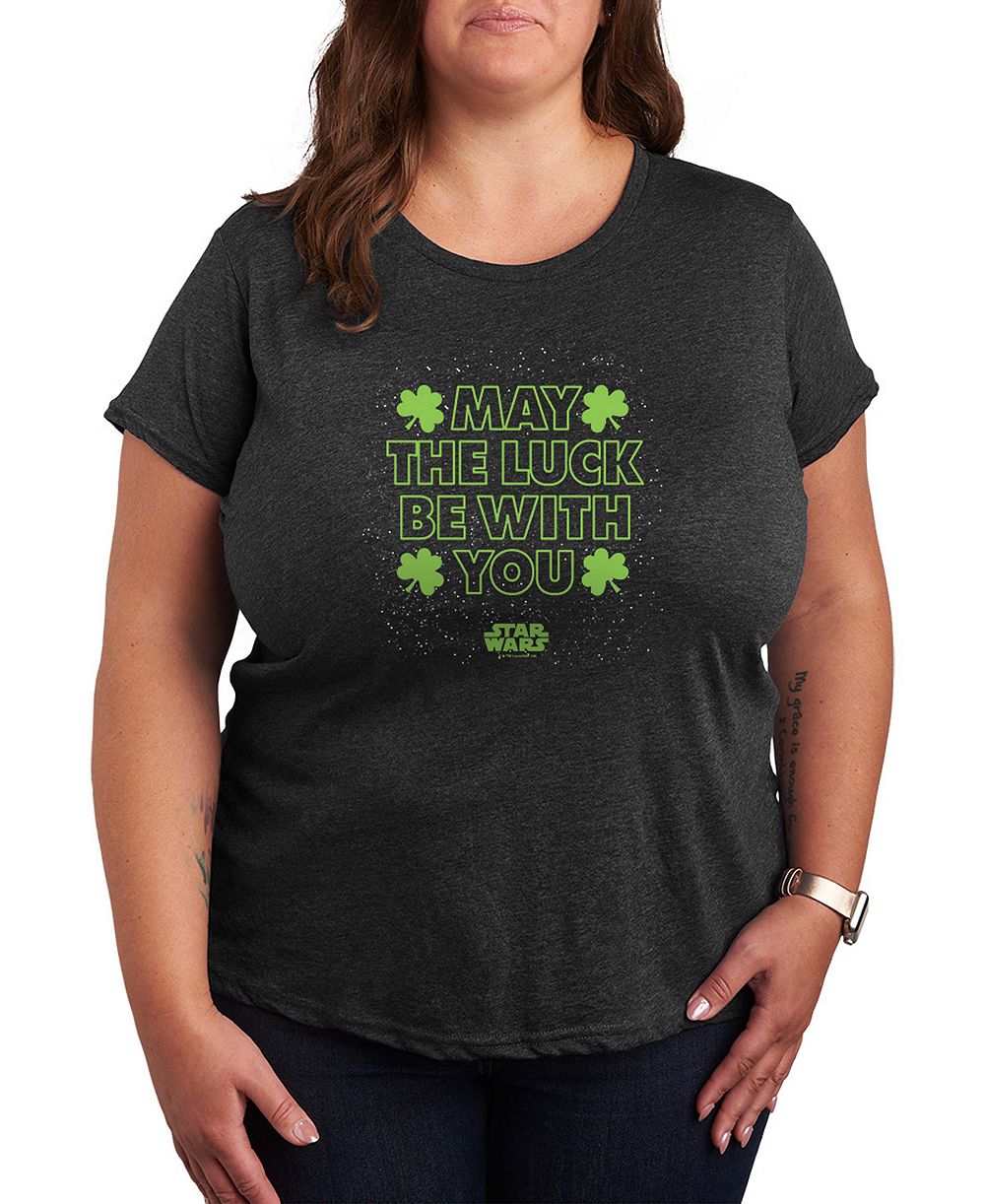 Hybrid Apparel Plus Size Star Wars St. Patrick's Day May the Luck Be with You Graphic T-Shirt