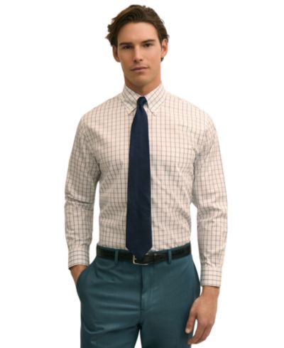 Brooks Brothers Men's Check Polo Button-Down Dress Shirt