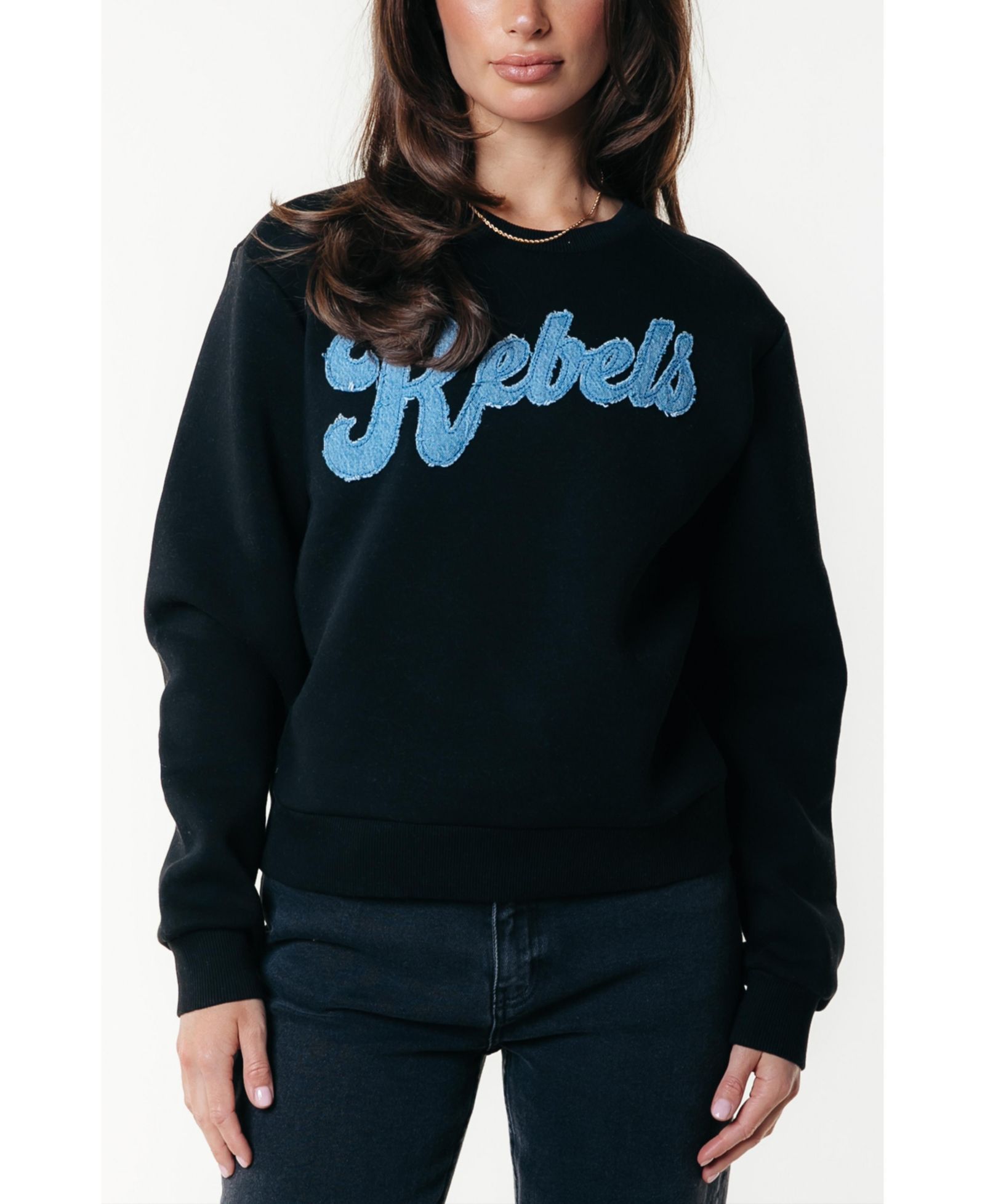 Colourful Rebel Women's Denim Patch Relaxed Sweat