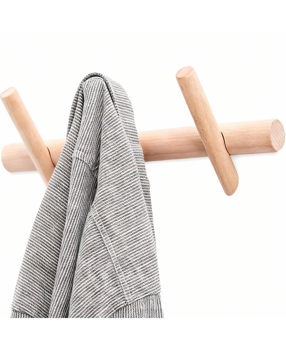 YIGII Beech Wood Wall Hooks for Coats, Hats, Scarves - Durable, Easy Install