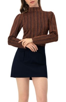 Ivonne Women's High Neck Long Sleeve Top