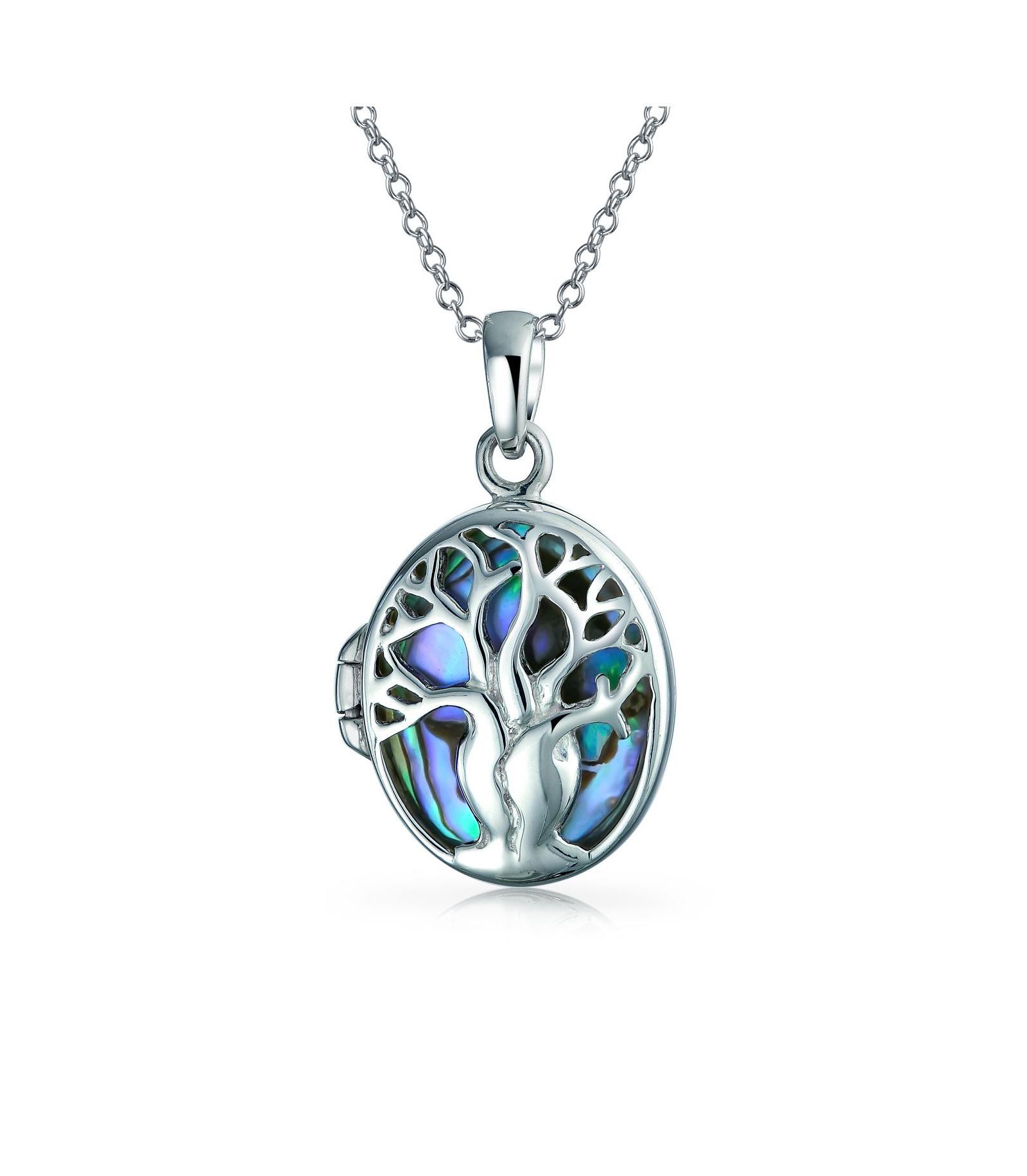 Bling Jewelry кулон-медальон с изображением дерева жизни и овальной вставкой из перламутра для фотографий, подвеска из серебра 925 пробы