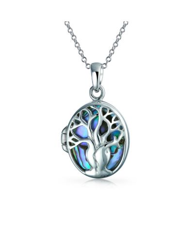 Bling Jewelry кулон-медальон с изображением дерева жизни и овальной вставкой из перламутра для фотографий, подвеска из серебра 925 пробы