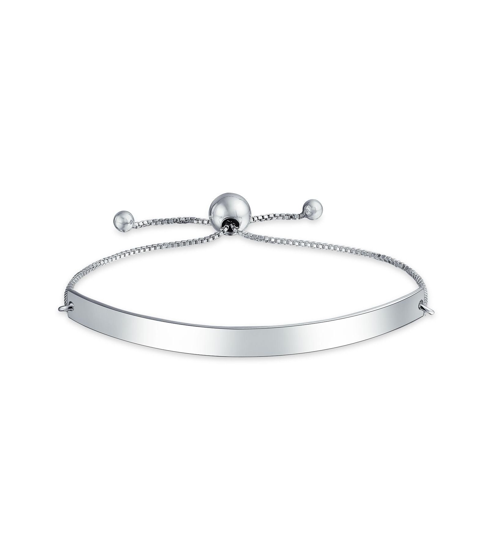 Bling Jewelry Blank Identification ID Bracelet Bolo Bracelet .925 Sterling Silver Adjustable