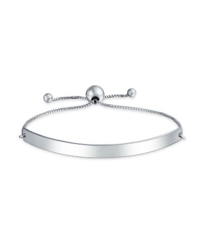 Bling Jewelry Blank Identification ID Bracelet Bolo Bracelet .925 Sterling Silver Adjustable