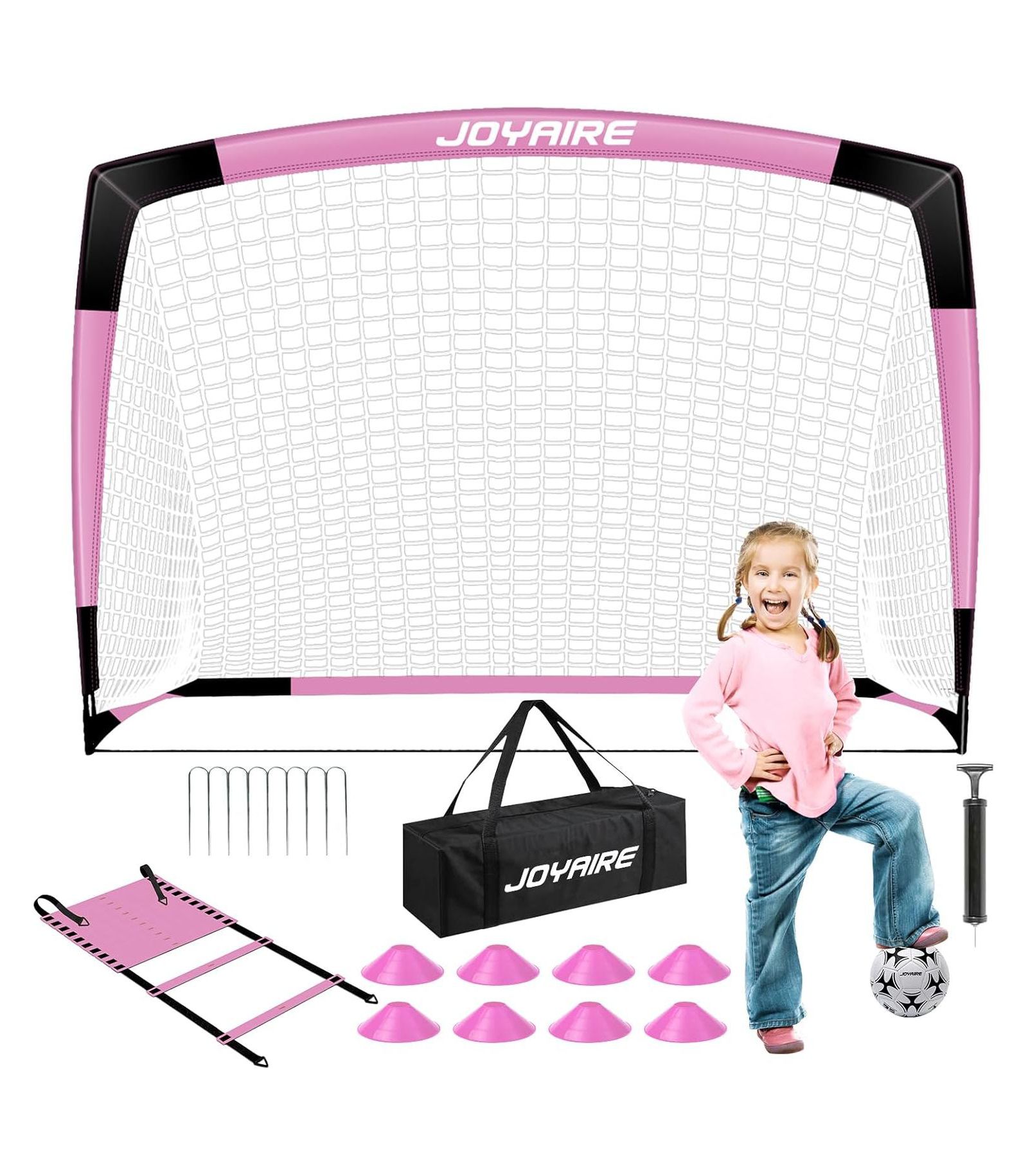 Детские футбольные ворота JOYAIRE Pop-Up, 6x4ft, с сеткой и мячом 4-го размера