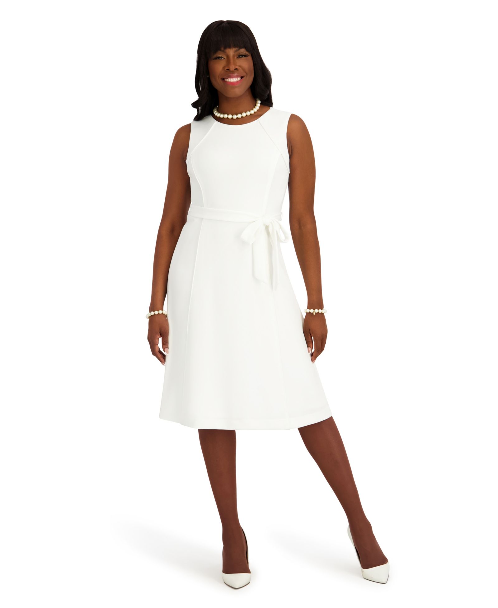 Миди-платье Kasper Contrast Seam with Sash Sleeveless Женский
