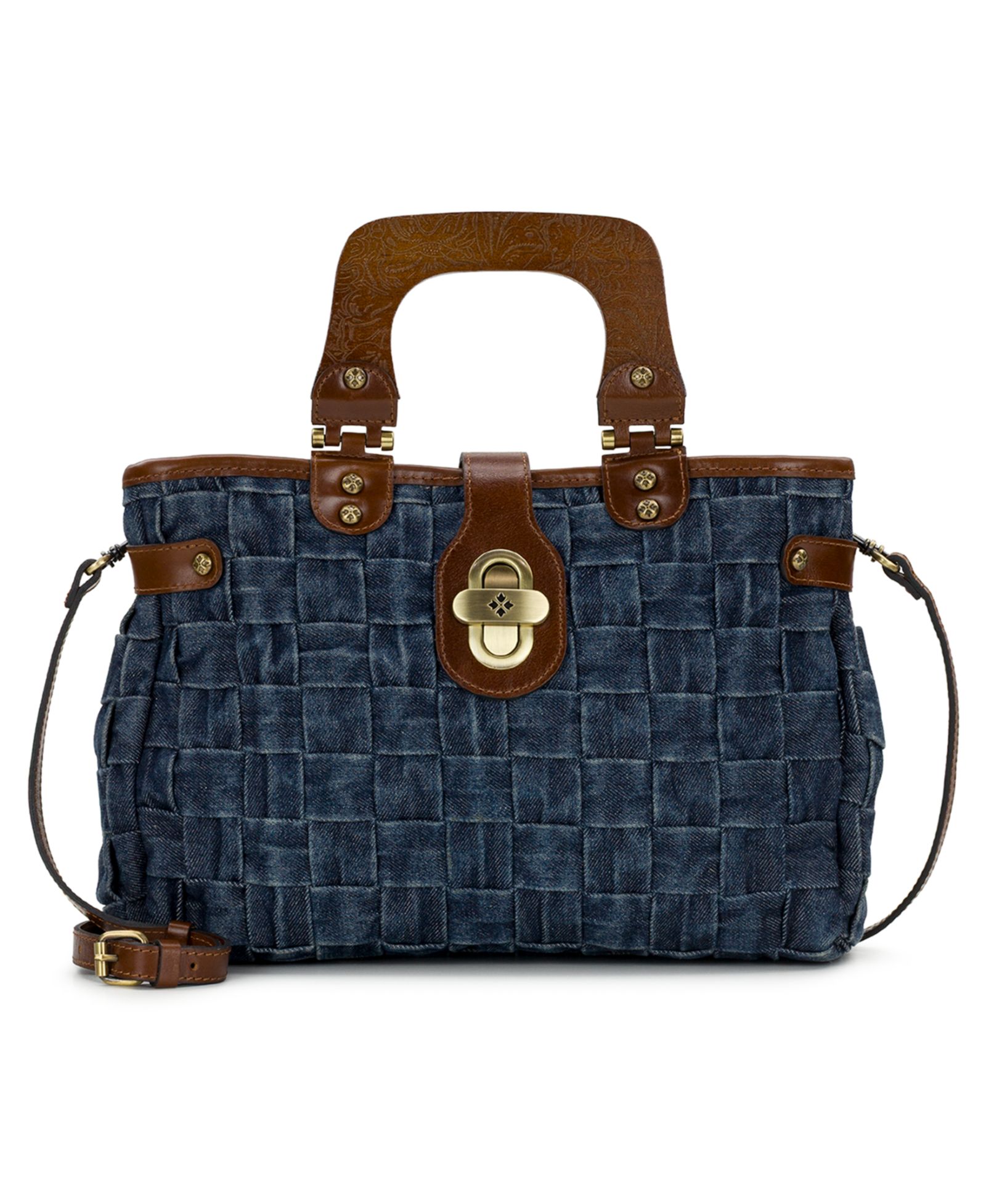 Денимовая сумка сатчель Patricia Nash Sancia Large Woven Washed