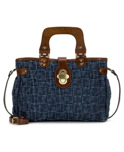 Денимовая сумка сатчель Patricia Nash Sancia Large Woven Washed