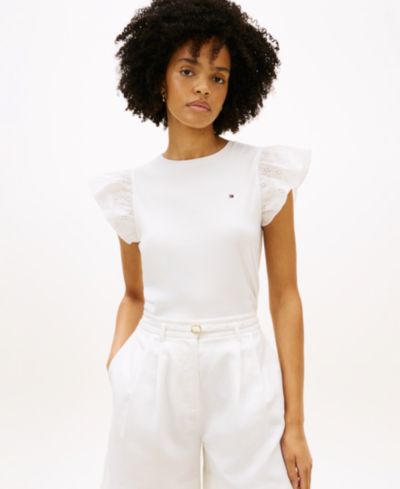 Tommy Hilfiger Женский топ Broderie Mix-Media