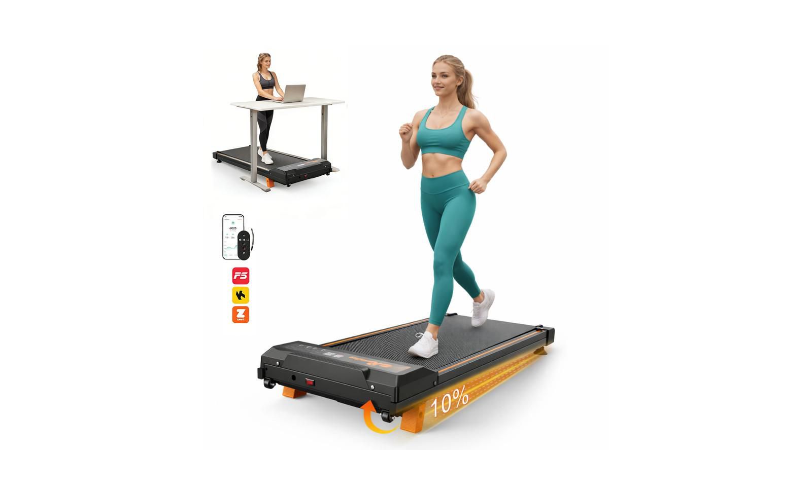 Redliro Under Desk Treadmill with Incline, Walking Pad for Home Office, Portable No Assembly Treadmill, 300 lbs