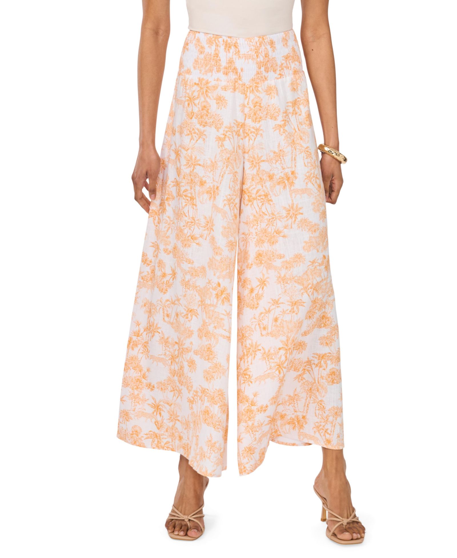 Vince Camuto Women's Printed Wide-Leg Pull-On Pants