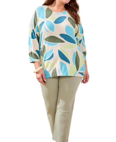 TRIBAL Plus Size джемпер с принтом и рукавом 3/4