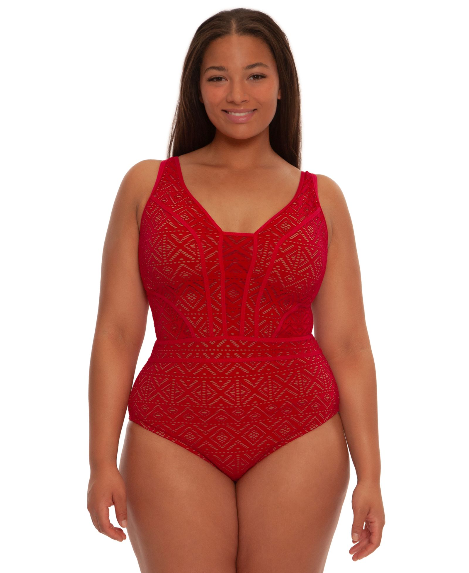 Слитный купальник Becca ETC Plus Size Color Play Crochet Plunge