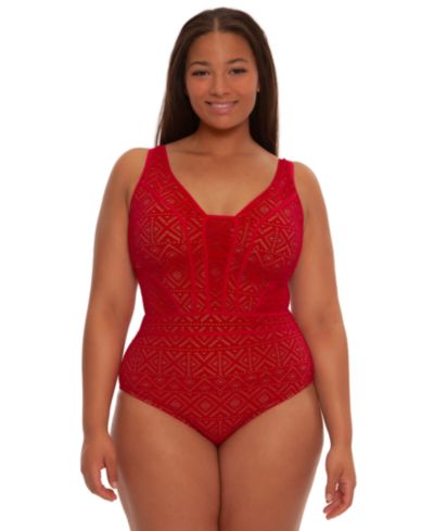 Слитный купальник Becca ETC Plus Size Color Play Crochet Plunge