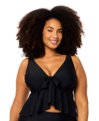 Верхний элемент танкини Raisins Curve Plus Size Underwire Topanga Ruffled Swim Tankini Top