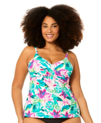 Raisins Curve Plus Size Underwire Aries Floral Print Swim Tankini Top