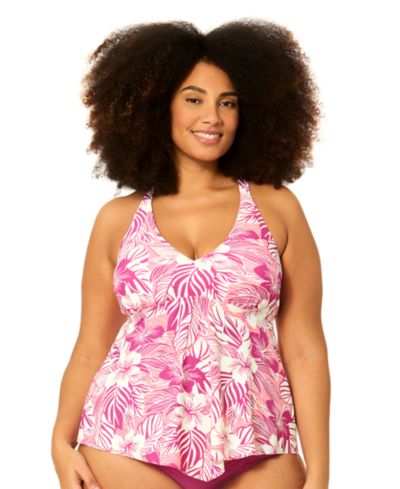 Raisins Curve Plus Size Underwire Floral Print Swim Tankini Top
