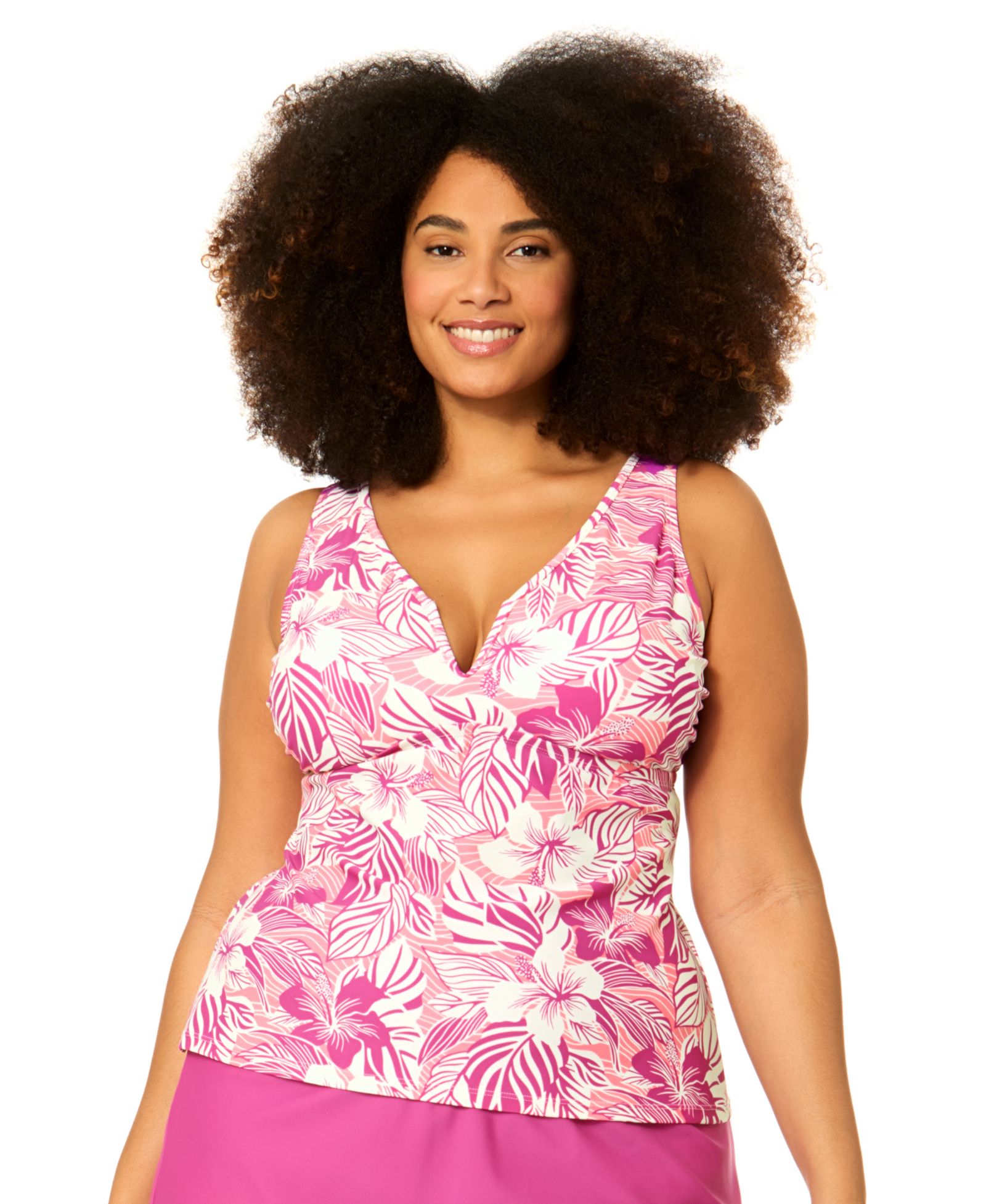 Raisins Curve Plus Size Tanzania Adjustable-Strap Swim Tankini Top