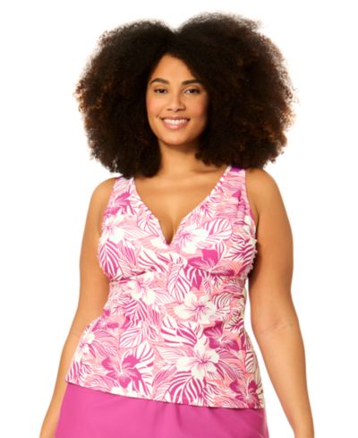 Raisins Curve Plus Size Tanzania Adjustable-Strap Swim Tankini Top