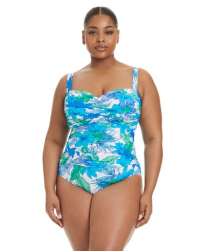 Женский слитный купальник Bleu by Rod Beattie Plus Size Riviera Retreat с драпировкой