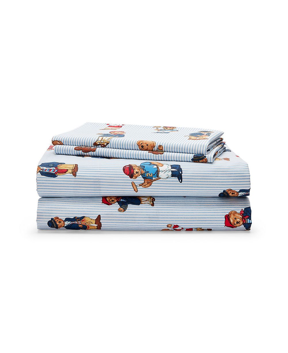 Polo Ralph Lauren Teddy Bear Stripe 3-Pc. Sheet Set, Twin