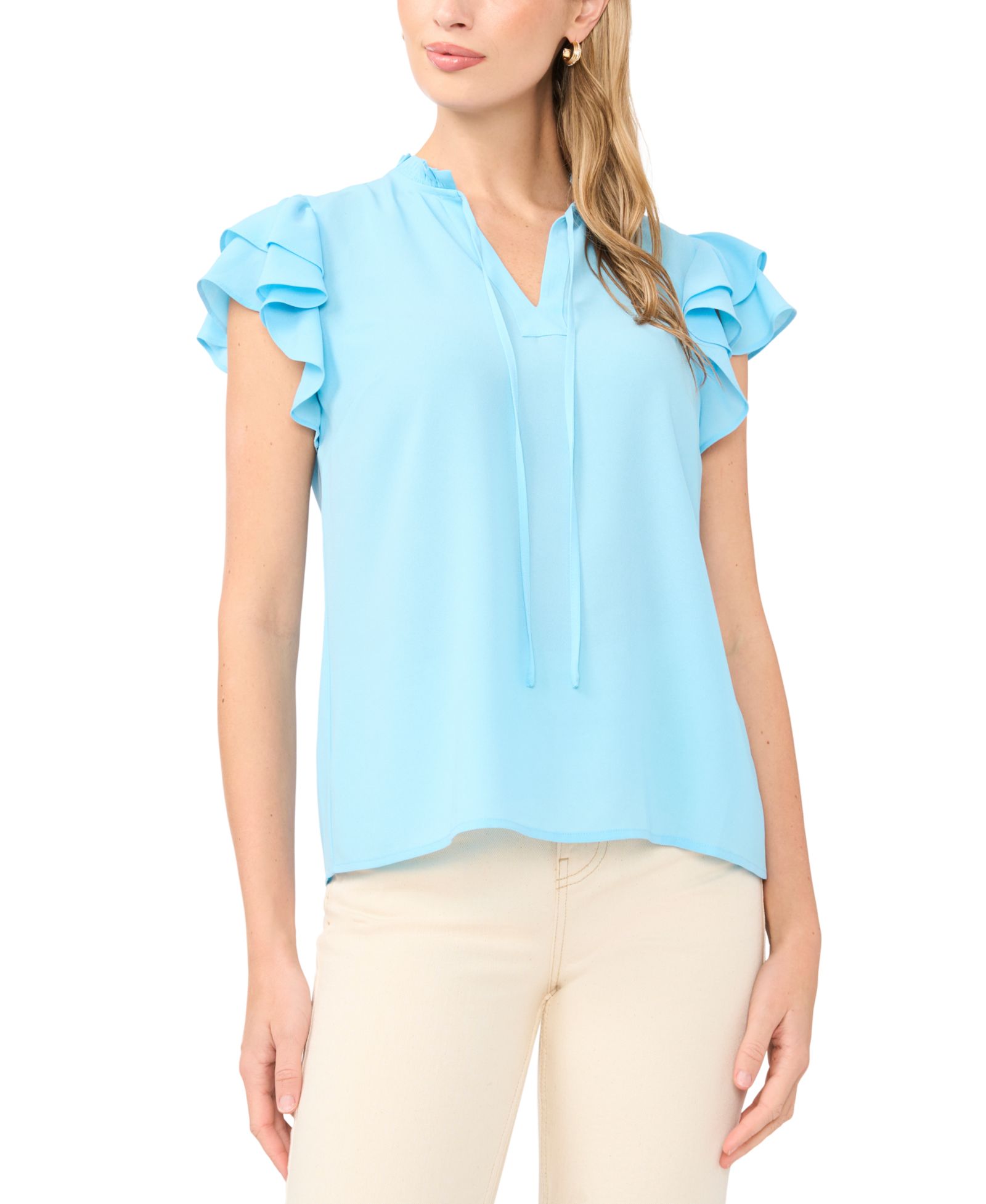 Sam & Jess Women's V-Neck Ruffle Top
