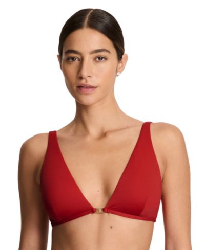 Lauren Ralph Lauren Women's Tall Triangle V-Neck Bikini Top