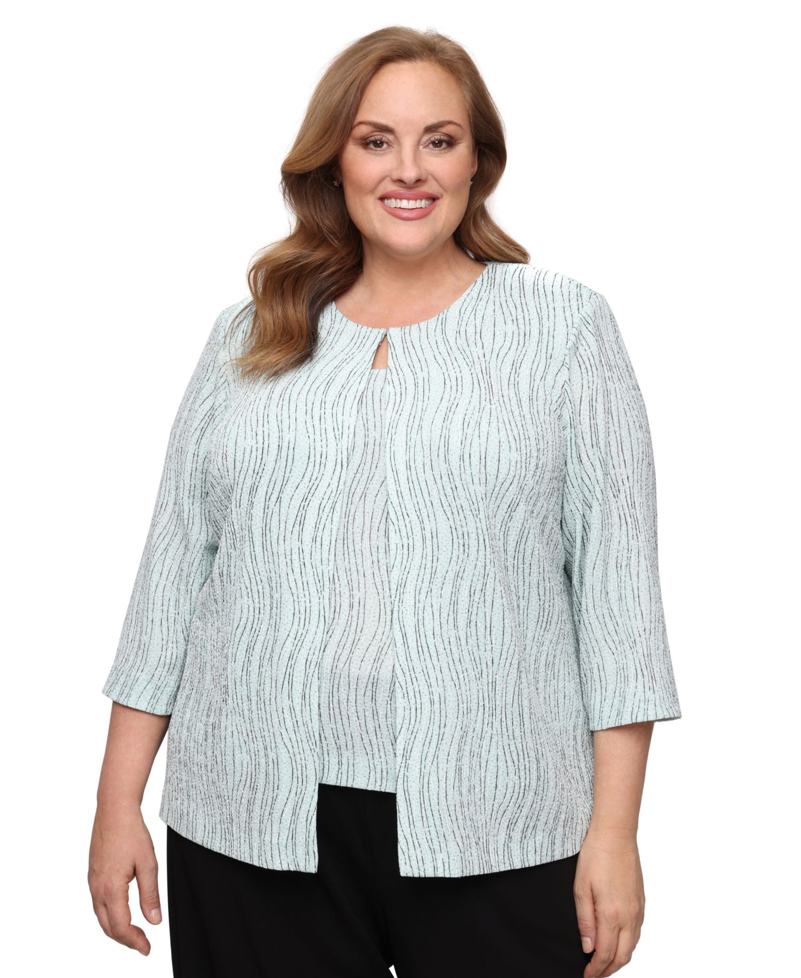 Комплект из 2 предметов Alex Evenings Plus Size: топ с круглым вырезом и жакет