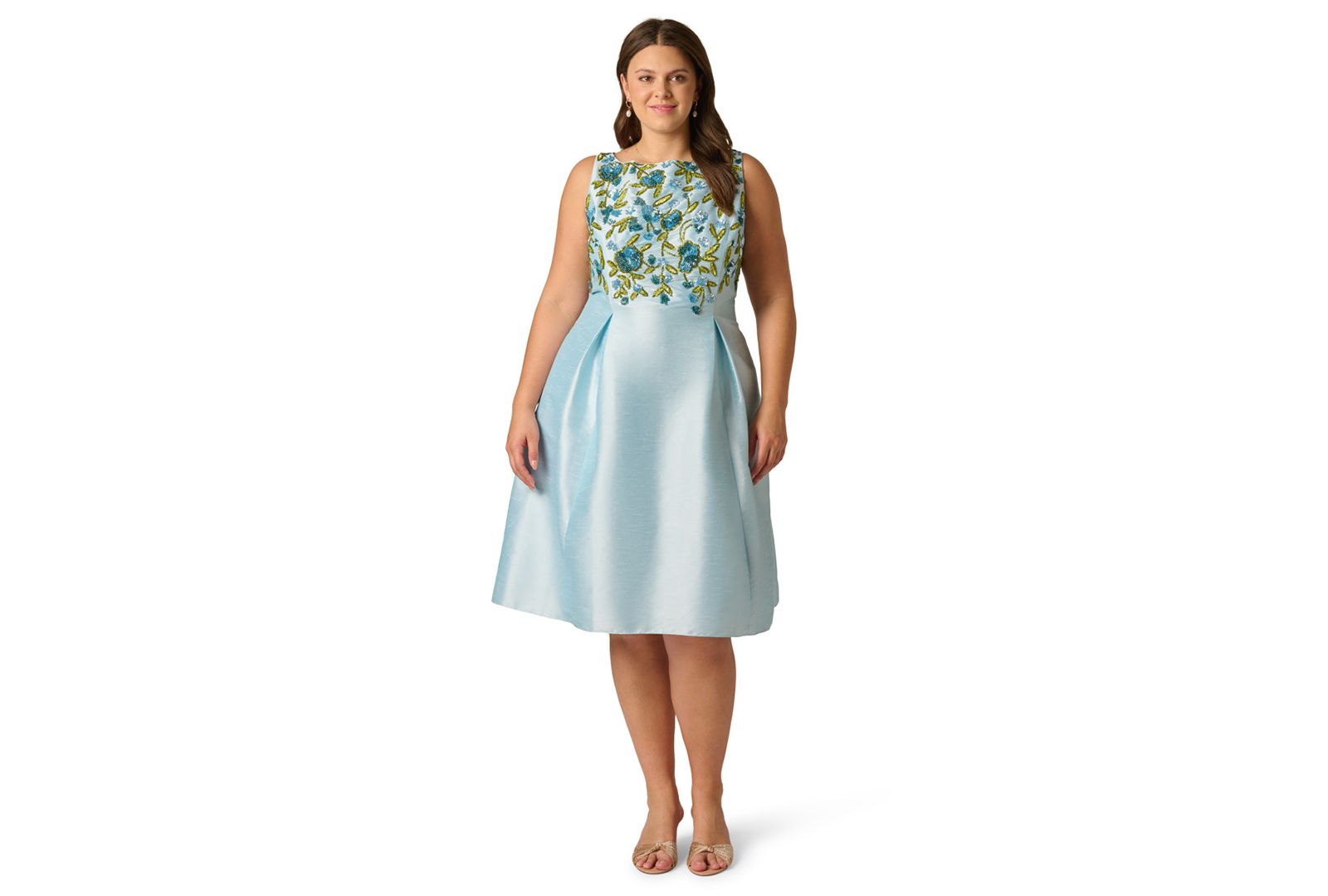 Платье миди Adrianna Papell Plus Size с вырезом Boat Neck