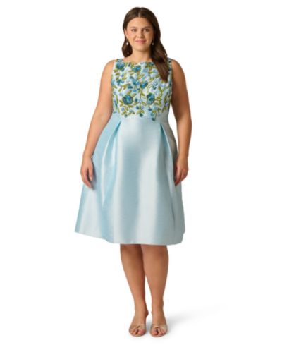 Adrianna Papell Plus Size Boat Neck Midi Dress