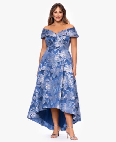 Платье XSCAPE Plus Size с открытыми плечами, фасон high-low