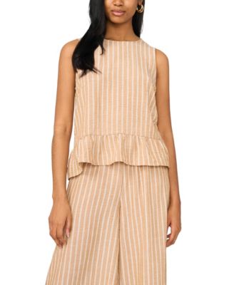 Vince Camuto Women's Solid Ruffle Crewneck Peplum Top