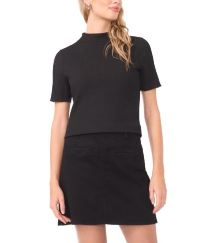 Vince Camuto Women's Short-Sleeve Mock Neck Top