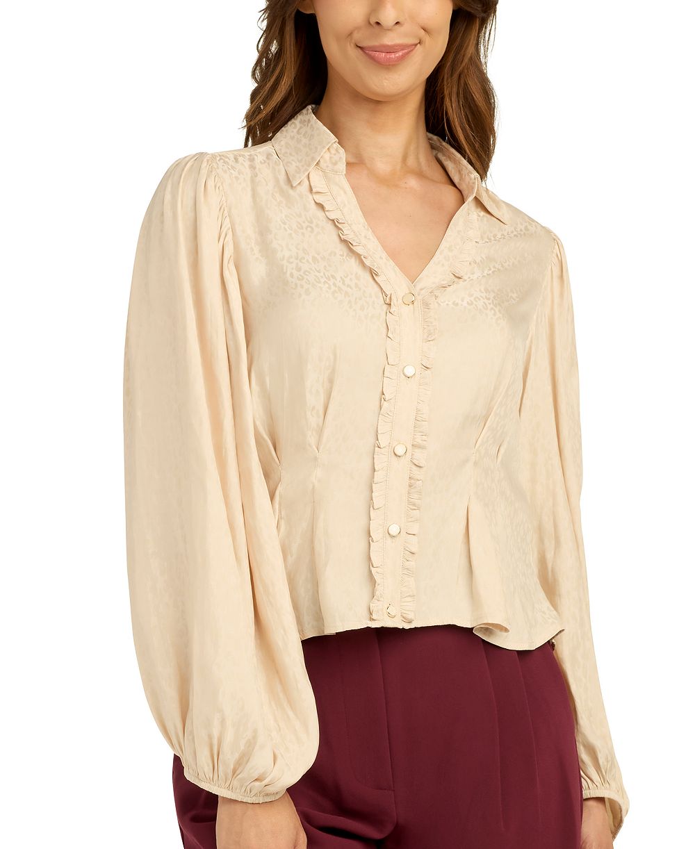 Женская блузка BCX Juniors' Satin Jacquard Collared Button-Front