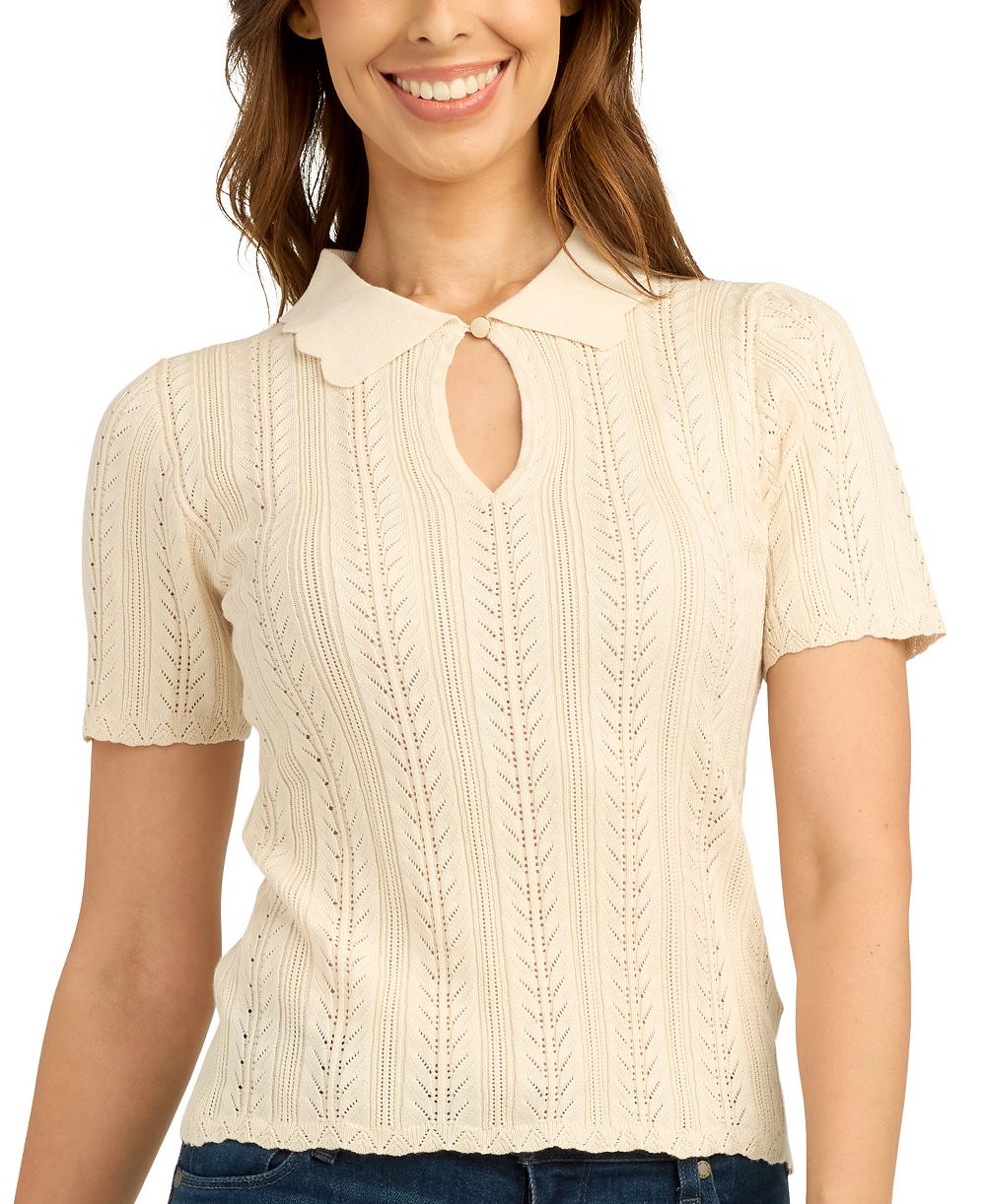 BCX Women's Pull-On Polo Collar Sweater