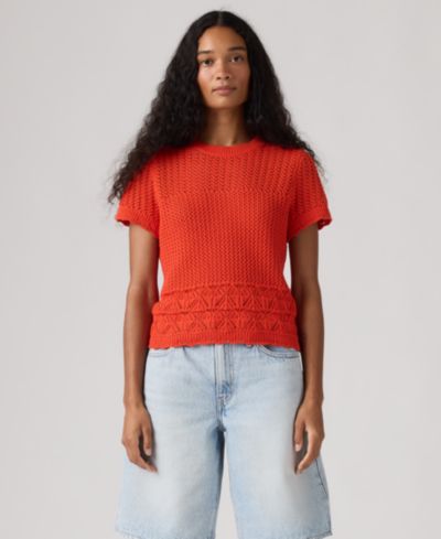 Levi's Women's Isabelle Crochet Short-Sleeve Sweater