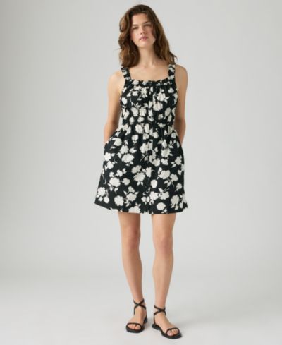 Levi's Женское мини-платье Vera Waisted из хлопка с квадратным вырезом и коротким рукавом