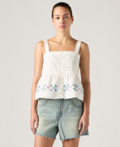 Levi's Premium Женский хлопковый топ без рукавов с квадратным вырезом Mimi